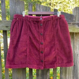 ABERCROMBIE & FITCH NWT CORDUROY MINI SKIRT XL OXBLOOD BURGUNDY Y2K GRUNGE BOHO